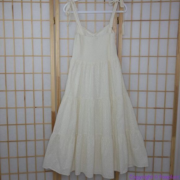 NEW Madewell Eyelet Lucie Tie-Strap Tiered Midi Dress, XL - Picture 7 of 16